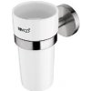 Nimco Unix - Pohárik na kefky a pastu s držiakom, biela keramika/brúsená nerezová UNM 13058KN-10