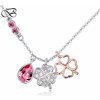 GLORY Náhrdelník Lucky clovers Swarovski elements ružová 155
