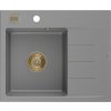 MEXEN/S MEXEN/S - Ben granitový drez 1 s odkvapkávačom ľavý 600 x 500 mm, sivý, sifón zlatá 6522605000-71-G