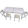 Kempingový set stolík a 4 stoličky Acra C3L - biely-strieborný