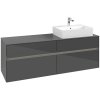 VILLEROY & BOCH Collaro závesná skrinka pod umývadlo na dosku (umývadlo vpravo), 4 zásuvky, s LED osvetlením, 1600 x 500 x 548 mm, Glossy Grey, C136B0FP