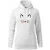 Mačka - srdce namiesto nosa - Mikina dámská Cape s kapucí - XL ( Biela )