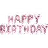 PartyDeco Fóliový balón Happy Birthday ružovozlatý