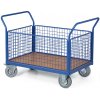 Plošinový vozík - 4 drôtené výplne, 1200x800 mm, nosnosť 300 kg, kolesá 160 mm so sivou gumou