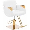 physa Stylingová stolička s podnožkou - 470 - 630 mm - 200 kg - biela / zlatá PHYSA PENRYN WHITE & GOLD