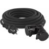 Vonkajší predlžovací kábel 15 m / 2 zásuvky / čierny / guma / 230 V / 1,5 mm2