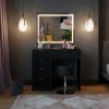 Livinity Toaletný stolík Livinity® Letti, 90 cm, s LED zrkadlom a stoličkou čierny, čierny