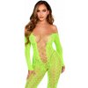 Leg Avenue Exotic Snake Crotchless Bodystocking 89357 Neon Green