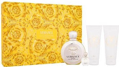 Versace Eros Pour Femme dárková sada: EDP 100 ml + EDP 5 ml + sprchový gel 100 ml + tělové mléko 100 ml