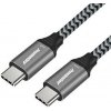 PremiumCord USB-C kabel ( USB 3.2 GEN 2, 3A, 60W, 20Gbit/s ) bavlněný oplet, 0,5m ku31cr05