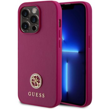 Guess PU 4G Strass Metal Logo iPhone 15 Pro Max ružové