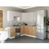 Rohová kuchynská linka LAMIA 190x170cm kamenný + dub artisan