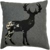 Mars & More Šedý vankúš s jeleňom z hovädzej kože 45x45x10