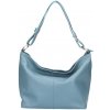 Mondo Italia Kožená kabelka na rameno 729 blankytna modrá Made in Italy Blankytna modrá