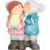 Postavička MagicHome Vianoce, Chlapček a dievčatko so snehovou guľou, 1 LED, keramika, 27,5x23x40 cm
