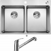 Blanco ANDANO 340/340-IF/A nerez hodvábny lesk s excentrom PushControl 525248 + Blanco DARAS-S chróm 517731
