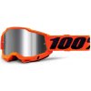Okuliare 100% Accuri 2 Orange (zrkadlové strieborné plexi s čapmi pre strhávačky)
