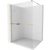 MEXEN/S - Kioto+ Sprchová zástena WALK-IN s poličkou a držiakom uterákov 110 x 200, prúžky 8 mm, zlatá 800-110-121-50-09