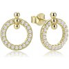 MINET Elegantné pozlátené strieborné náušnice krúžky so zirkónmi