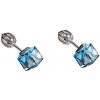 Evolution Group Strieborné náušnice kôstka s krištáľmi Swarovski modrá kostička 31030.3, darčekové balenie