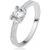 Šperky eshop - Strieborný 925 prsteň, lesklé ramená, okrúhly brúsený zirkón S60.12 - Veľkosť: 50 mm