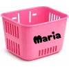 Košík na odrážadlo s menom - ružový Vyberte si farbu nápisu: reflexný strieborný, Vyberte si typ písma: 3 walter