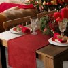 Eurofirany Vianočný behúň na stôl LISE s jemnými striebornými prúžkami červená Bavlna/polyester 40x140 cm