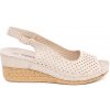 GOODIN Beige openwork wedge sandals krémová 36 GOODIN 0000296777686