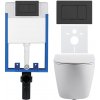 CERANO - Kompletný podomietkový WC set Lite/Cesso - biela matná - WC tlačidlo Classic, čierne matné - na zamurovanie - 49x36 cm