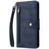 Peňaženkové kožené puzdro Rivet Buckle na Galaxy A55 5G - Modrá