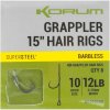 Korum Hotové Návazce Grappler Hair Rigs Barbless 38 cm Veľkosť 10 0,28 mm 12 lb 88 ks
