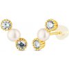 JwL Luxury Pearls Elegantné pozlátené náušnice s perlami a zirkónmi JL0852
