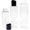 Plastová fľaša, priehľadná, disc top čierny 200 ml