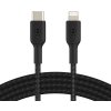 BELKIN kabel oplétaný USB-C - Lightning, 1m, černý CAA004bt1MBK