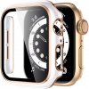 MojRemienok.sk Lesklé prémiové ochranné puzdro s tvrdeným sklom pre Apple Watch 38/40/41/42/44/45 mm Veľkosť púzdra: 45mm, Farba: biela a ružová zlatá