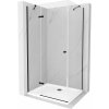 Mexen Roma sprchový kút otvárací 80 x 120 cm, transparentný, čierny + vanička Flat, biela - 854-080-120-70-00-4010B