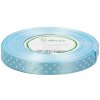 Stuha saténová bledomodrá s bielymi bodkami 1,2 cm / 22 m
