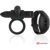 Black&Silver Burton Remote Control Cockring Watchme - Vibračný Krúžok