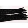 Dámske spoločenské rukavičky - čierna čipka - dĺžka 43 cm