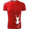Mačka visiaca - Pánske tričko Fantasy športové - 2XL ( Červená )