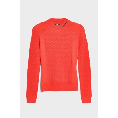 Karl lagerfeld sveter LIGHTWEIGHT TEXTURED MOCKNECK oranžová