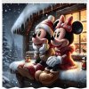 Dizajnový multifunkčný záves 180x180 cm - Mickey a Minnie/Ľadová chalúpka