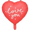 PartyDeco Fóliový balón - Červené srdce love you 45 cm
