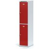 Alfa 3 Šatníková skrinka s úložnými boxami, 2 boxy, 1800 x 400 x 500 mm, cylindrický zámok, červené dvere