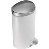 SIMPLEHUMAN Pedálový odpadkový kôš - 6 l, polguľatý, FPP biela / veko a pedál matná oceľ CW1835CB