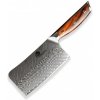 Dellinger Rose-Wood Damascus čínský Cleaver 16,5 cm