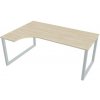 Hobis Pracovný stôl UNI O, ergo, pravý, 180x75,5x120 cm, agát/sivá