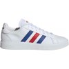 Pánska voľnočasová obuv adidas, GRAND COURT BASE biela,modrá,červená, 46 2/3
