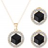 Vykladaný set náušnice a náhrdelník Gold Cube - čierny