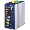 Planet IGS-5225-8P2T2S Průmyslový L2/L3 PoE switch, 8x1Gb, 2x1Gb SFP, 2x 2.5Gb SFP, 8xPoE 30/240W -40až75°C,dual48-54VDC